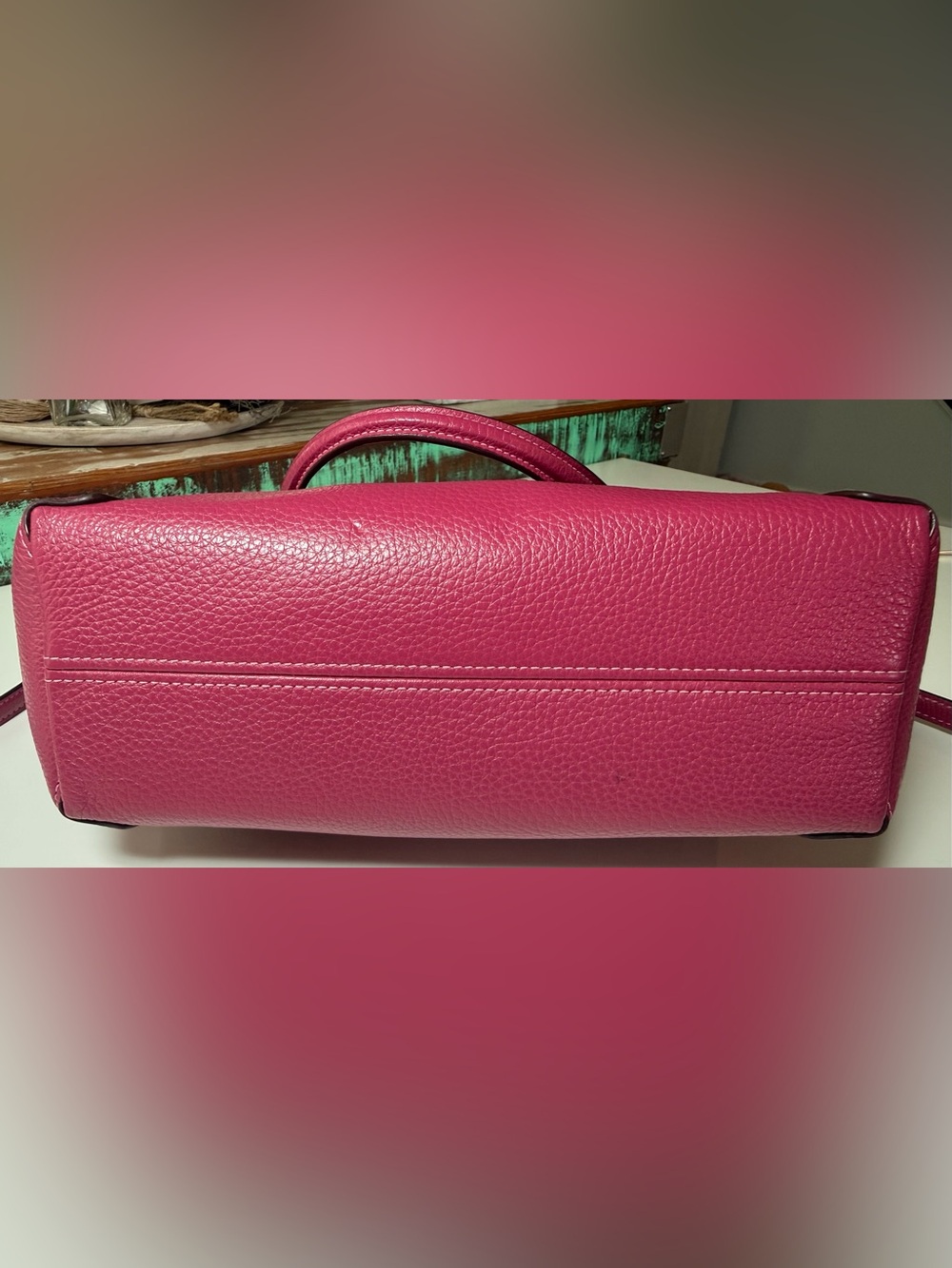 Coach Pebbled Leather Kacey Satchel in Raspberry - Picture 11 of 13